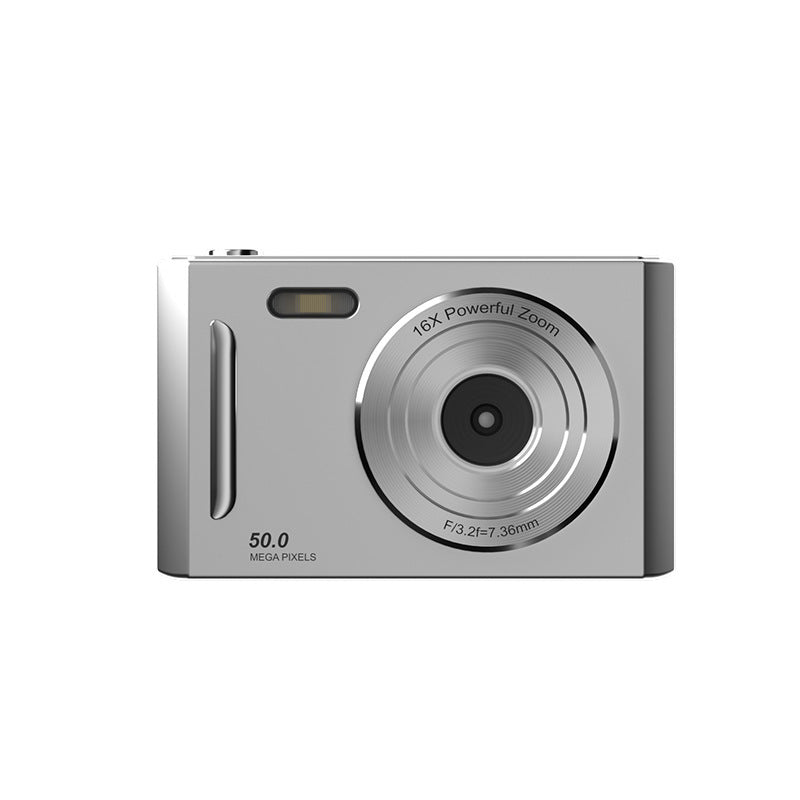 50MP HD Digital Camera with 8X Zoom & Dual Lens System silvery