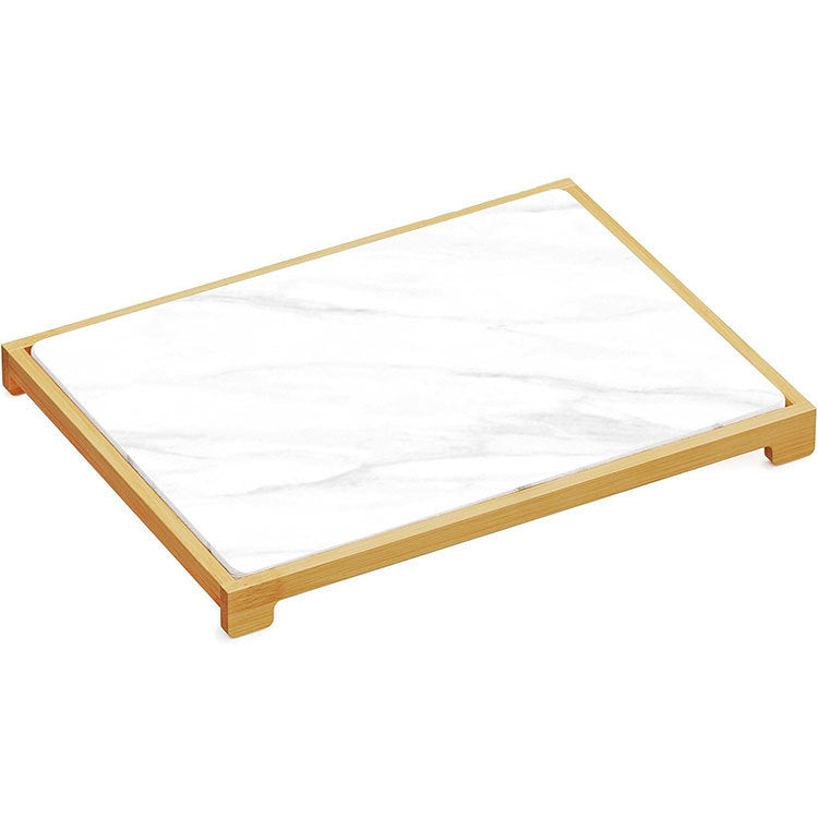 Instant Dry Stone Dish Drying Mat with Bamboo Rack - 2 Ways to Use, Quick Absorbent & Stylish marble