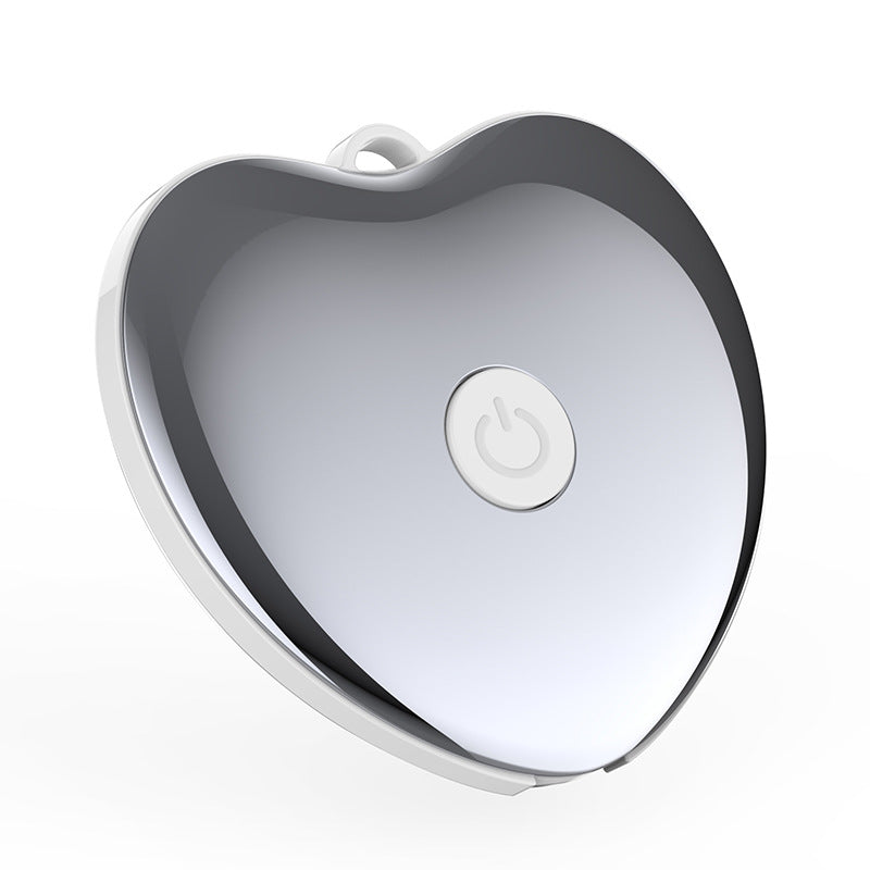 Heart-Shaped Handheld Sleep Aid Device - CES Microcurrent Instrument for Stress Relief & Deep Sleep Silver