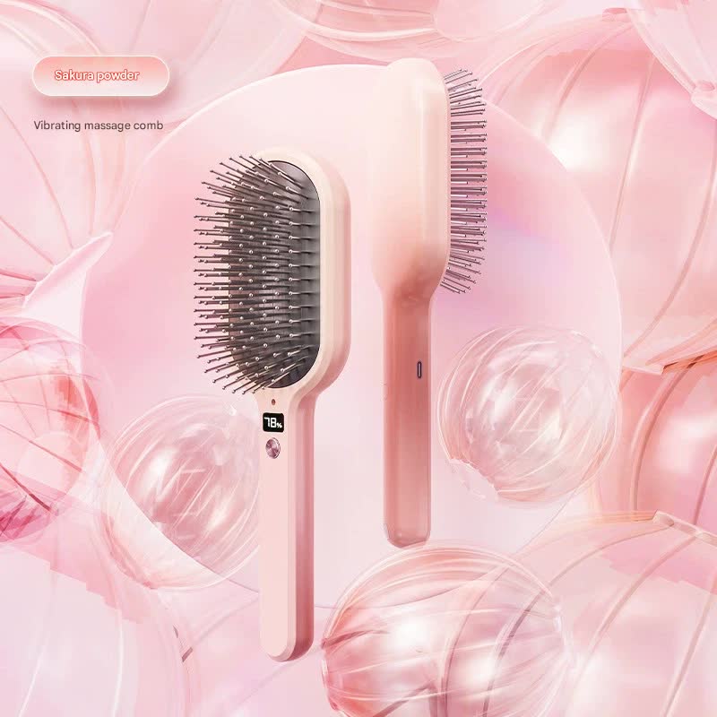 Electric Ionic Vibrating Massage Hairbrush - 3-Mode Sonic Scalp Massager & Detangler with LCD Display Pink