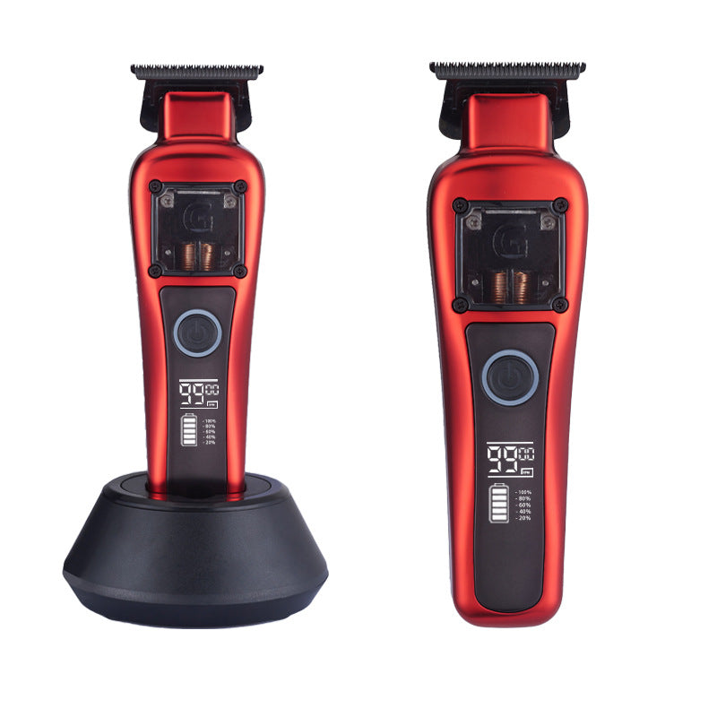 Professional Cordless Hair Clipper with Magnetic Motor - 9900 RPM, 180 Min Runtime, LCD Display & Dual Charging red