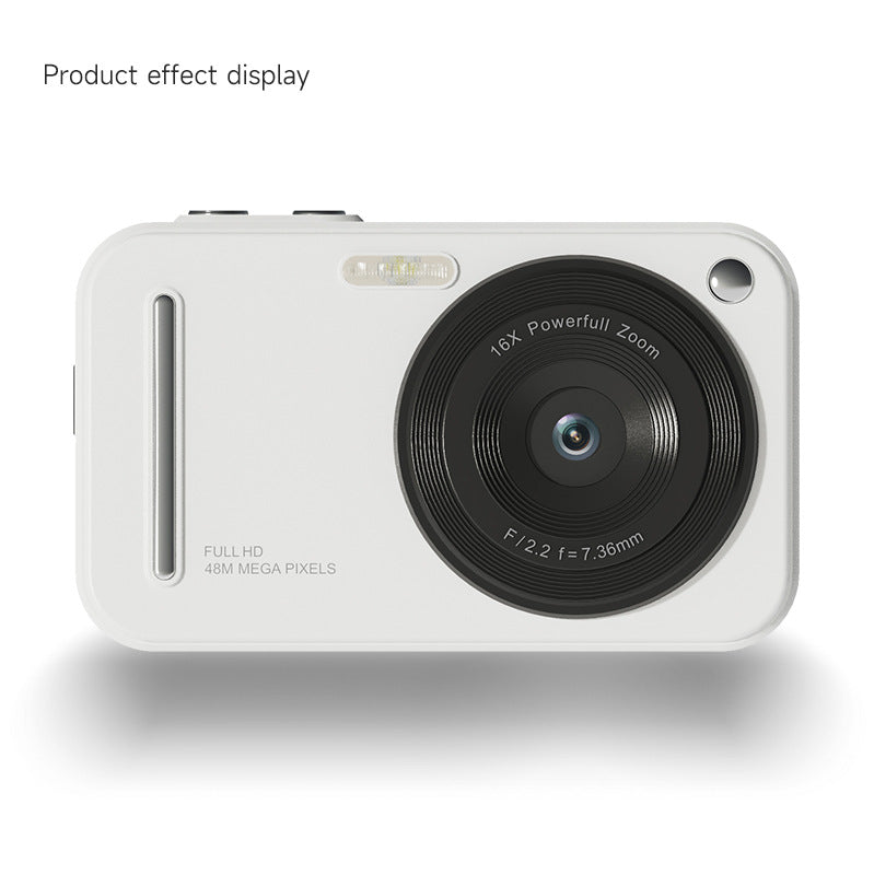 48MP Digital Camera with 16x Zoom & AF Autofocus - Full HD Vlogging Camera for Beginners & Kids White