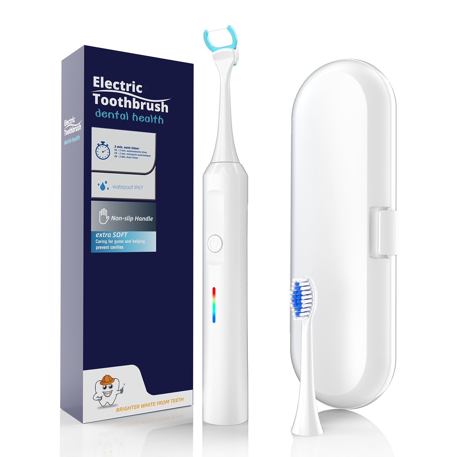 2-in-1 Sonic Electric Toothbrush & Power Flosser Kit - 3 Modes, 31000VPM, IPX7 Waterproof, with Travel Case white+50pcs dental floss replacement heads