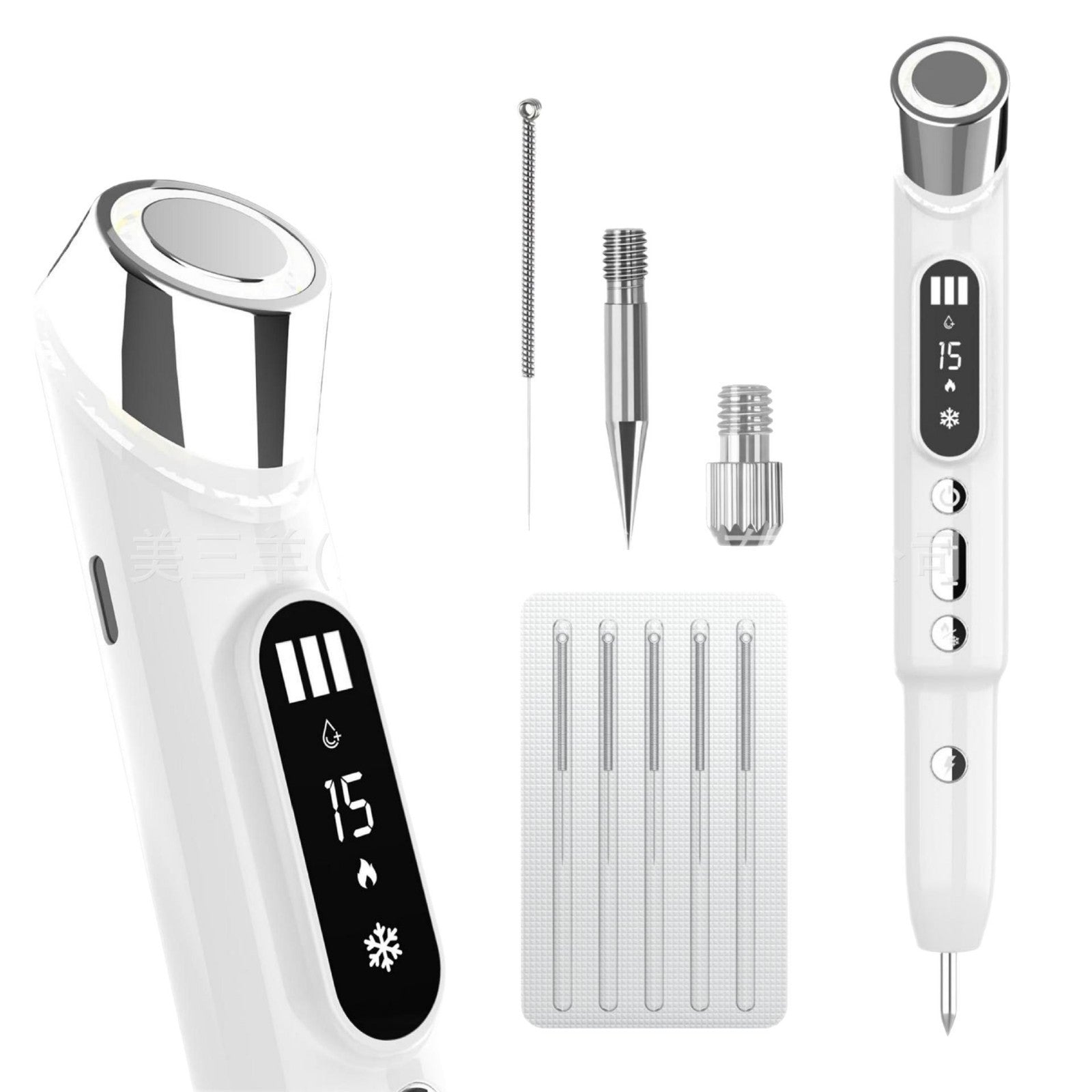 Advanced 3-in-1 Skin Care Device: 15-Level Spot Remover Pen with Hot & Cold Facial Therapy White