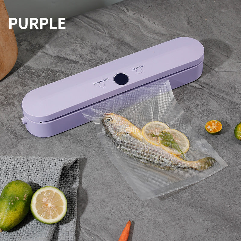 Wireless Portable Vacuum Sealing Machine - Automatic Food Sealer with LCD Display & Dual Modes Purple