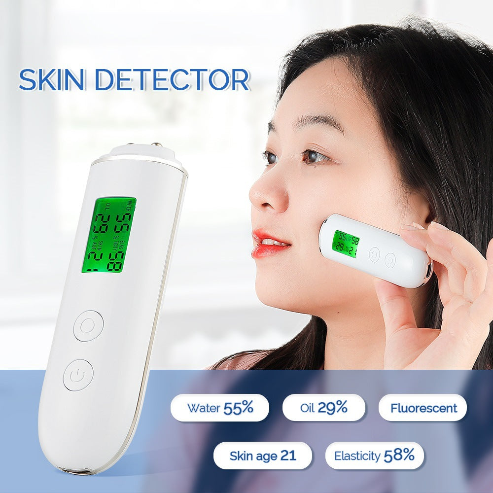 Smart Skin Analyzer with Multi-Function Detection - Measures Hydration, Oil, Elasticity, Skin Age & Fluorescent Agent Test White