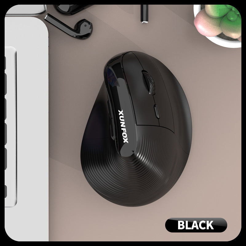 Two Ergonomic Vertical Wireless Mouse - Dual Mode 2.4G & Bluetooth , 5 Adjustable DPI, Silent Clicks, Rechargeable black