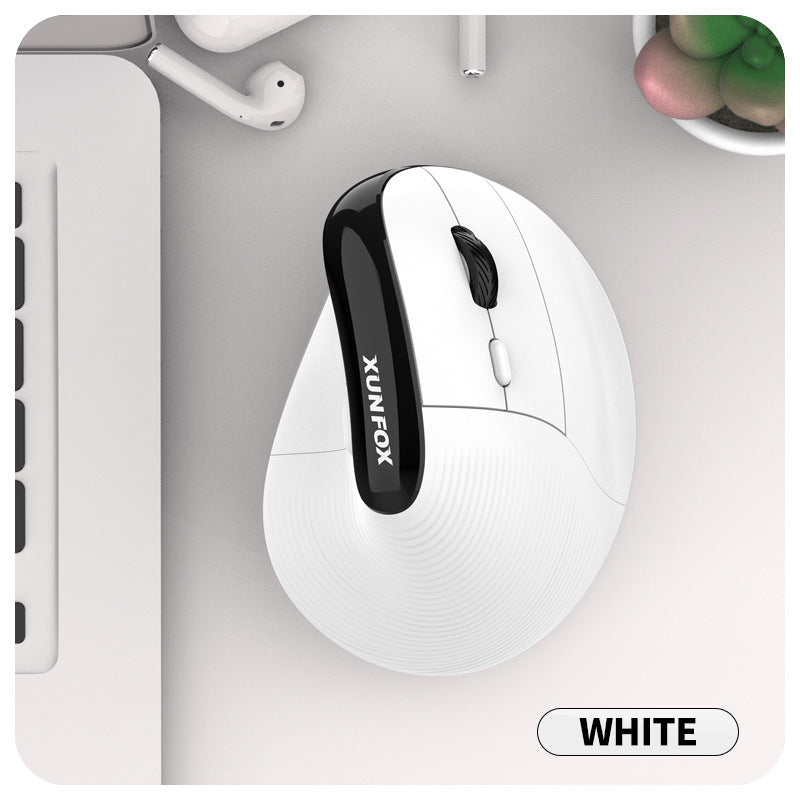 Two Ergonomic Vertical Wireless Mouse - Dual Mode 2.4G & Bluetooth , 5 Adjustable DPI, Silent Clicks, Rechargeable white