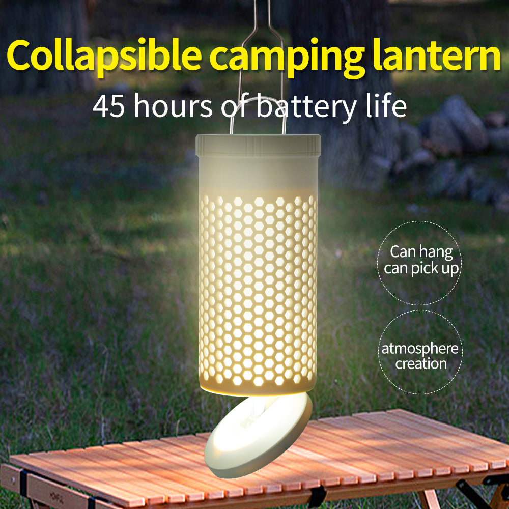 Collapsible LED Camping Lantern with 45-Hour Battery Life, USB-C Charging & Atmosphere Lighting Khaki