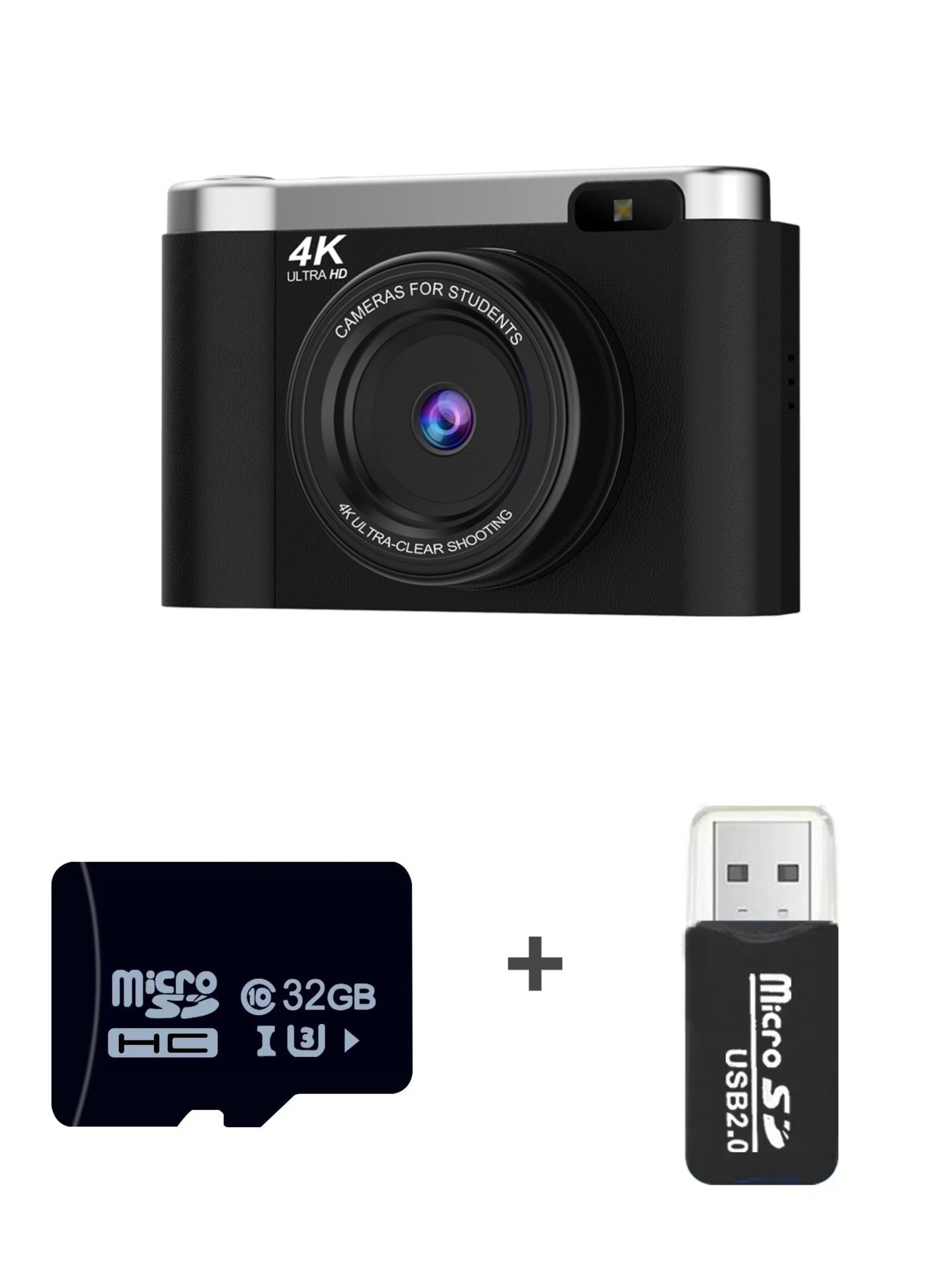 4K Ultra HD Digital Camera - 75MP, 2.8-inch Rotatable Screen, Auto Focus & Built-in Flash black