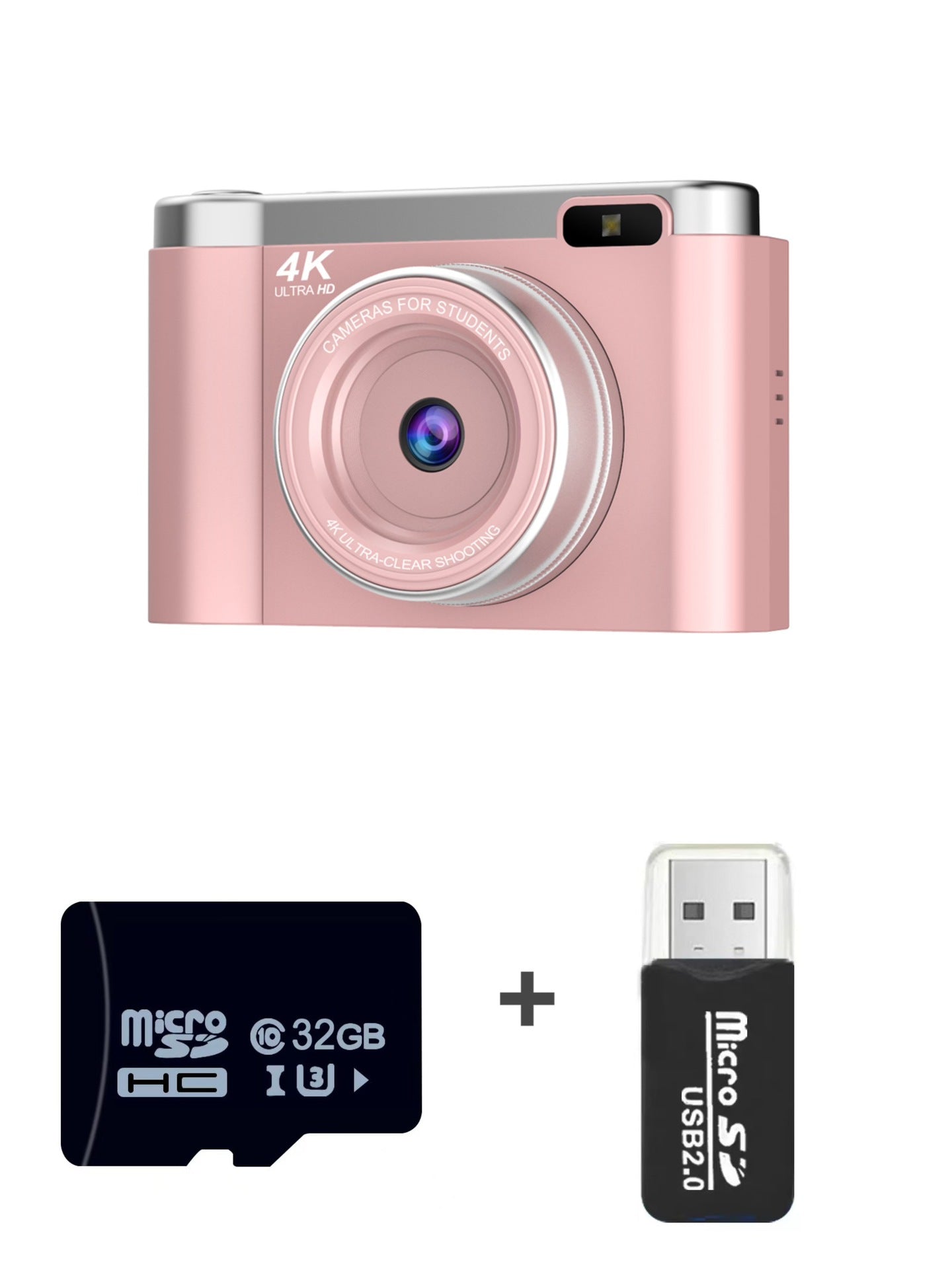 4K Ultra HD Digital Camera - 75MP, 2.8-inch Rotatable Screen, Auto Focus & Built-in Flash pink