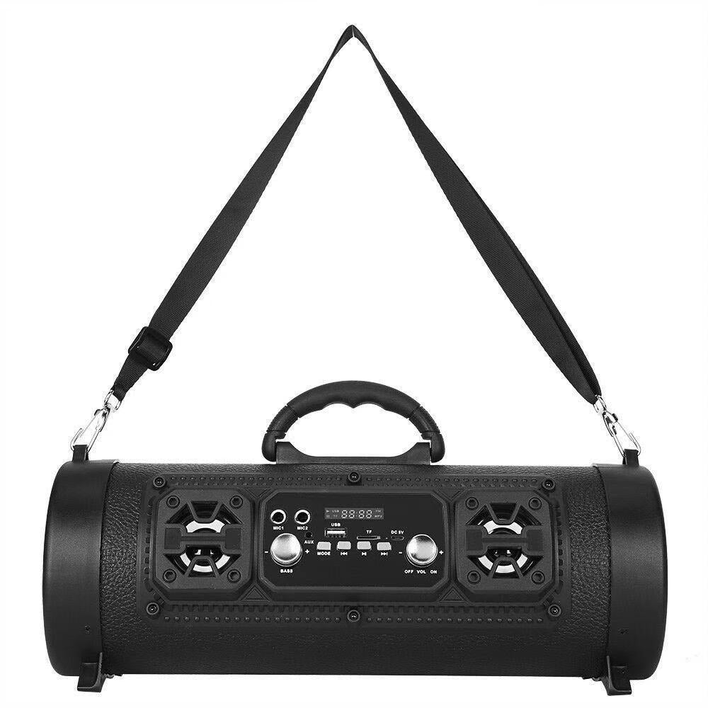 Portable Wireless Speaker - FM Radio, USB/TF Playback, AUX Input, Microphone Support & 2000mAh Battery black