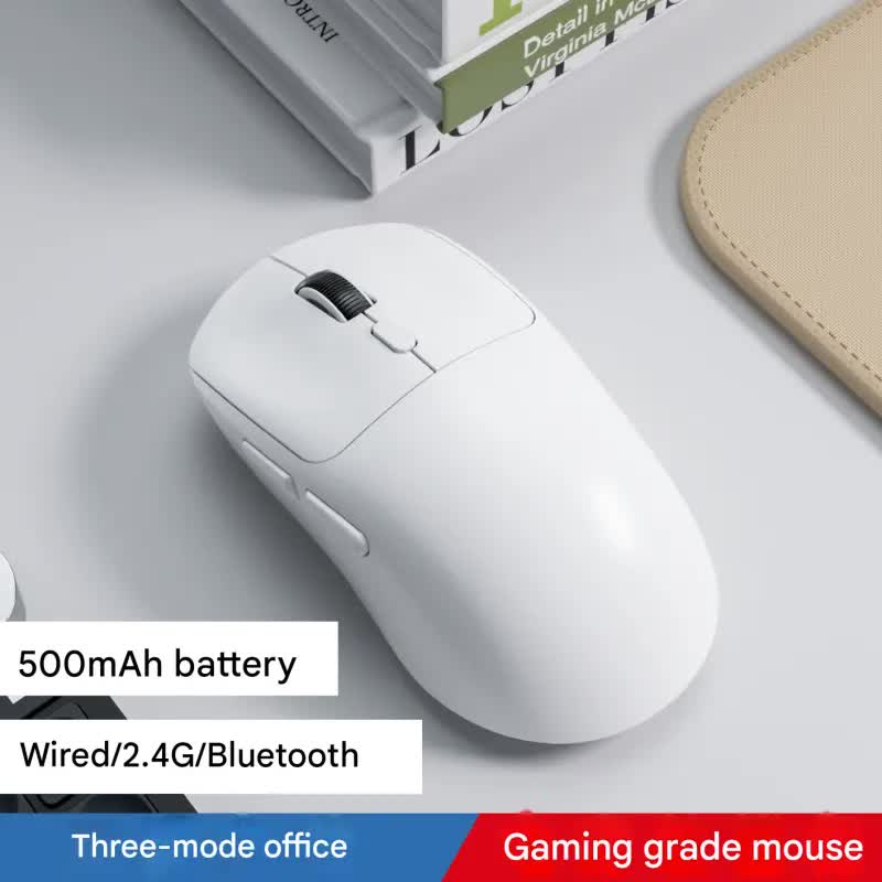 75g Ultra-Lightweight Tri-Mode Wireless Gaming Mouse - 1000Hz Polling Rate, 120-Hour Battery white