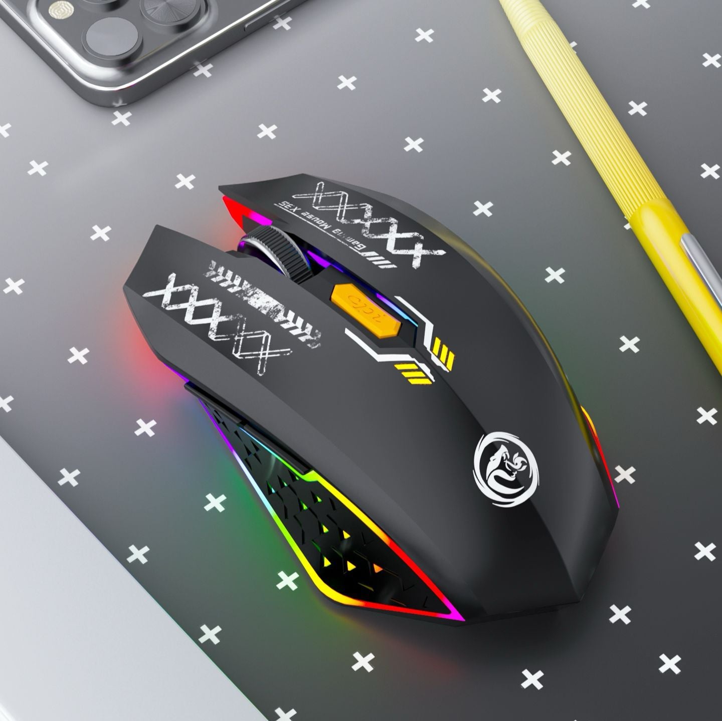 Ergonomic Dual-Mode Wireless Gaming Mouse - Mute Buttons, Adjustable DPI, Rechargeable, Multi-Assist Keys black