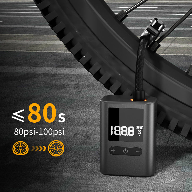 Compact Digital Display Air Pump - 100 PSI, Portable Electric Inflator with Automatic Stop black