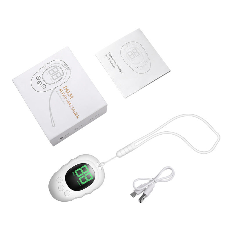 Handheld Microcurrent Sleep Aid Device - USB Rechargeable Pulse Massager for Relaxation & Deep Sleep White