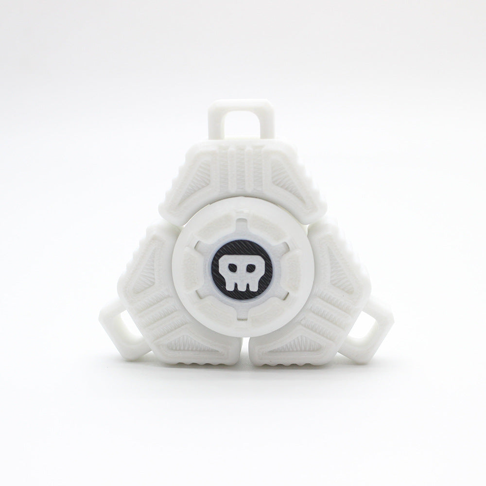 Two Sci-Fi Triangular Keychain Fidget Spinner - 3D Printed EDC Stress Relief Toy white