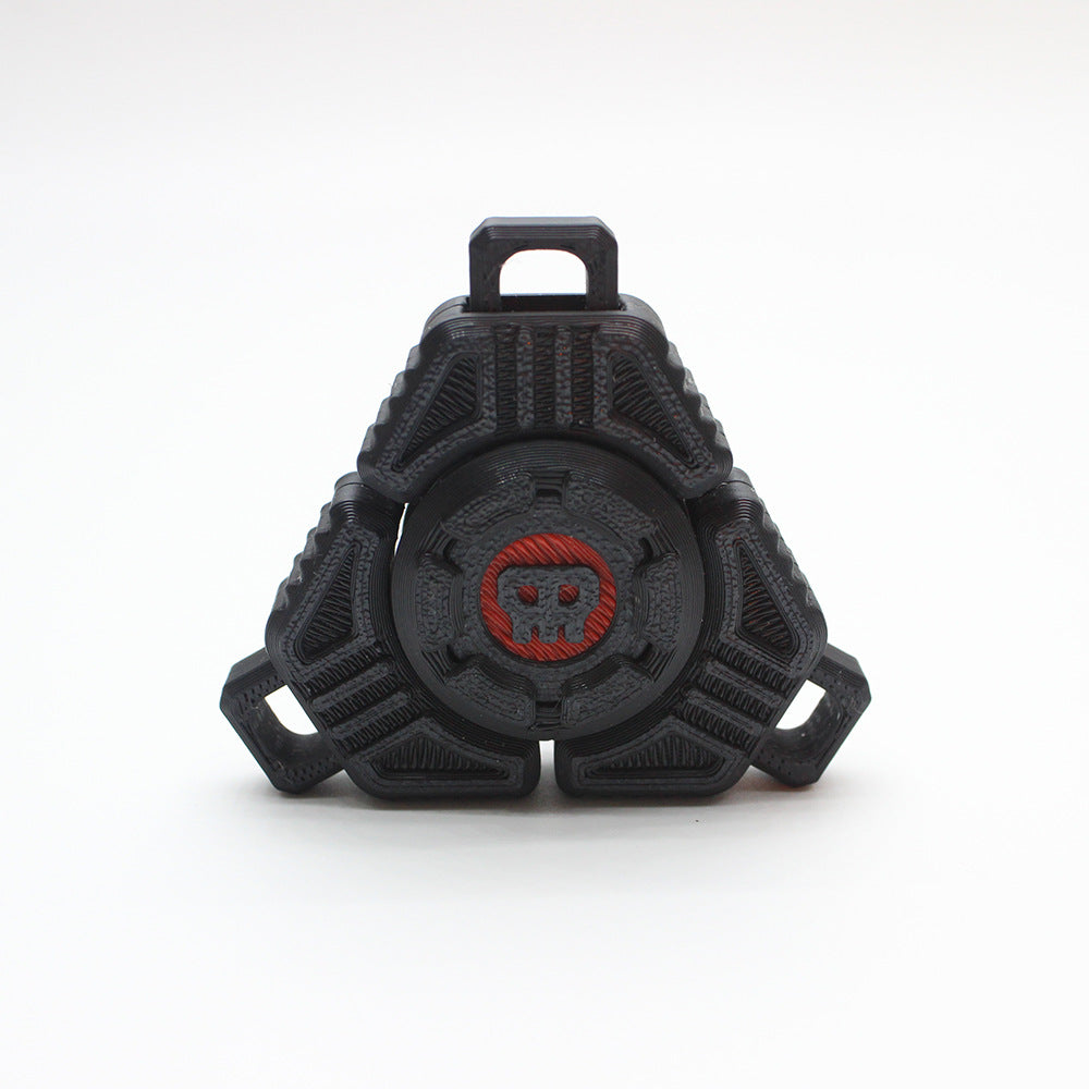 Two Sci-Fi Triangular Keychain Fidget Spinner - 3D Printed EDC Stress Relief Toy black