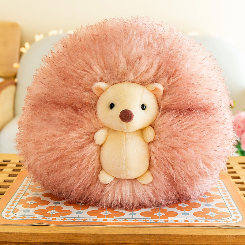Super Soft Animal Sphere Plush Pillow - 38cm Decorative Throw Cushion for Sofa & Bed peach