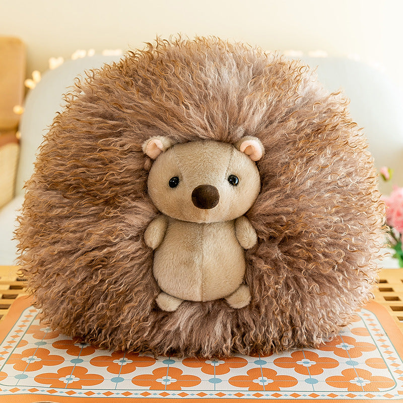 Super Soft Animal Sphere Plush Pillow - 38cm Decorative Throw Cushion for Sofa & Bed brown