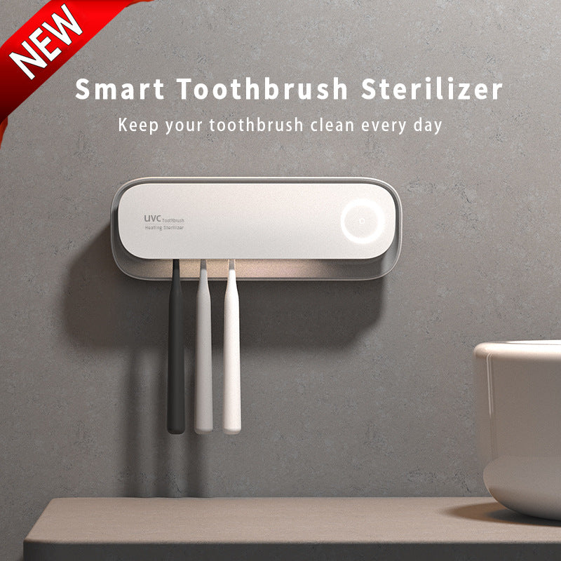 Smart UVC Toothbrush Sterilizer & Holder with Heat Drying, Radar Sensor Night Light white