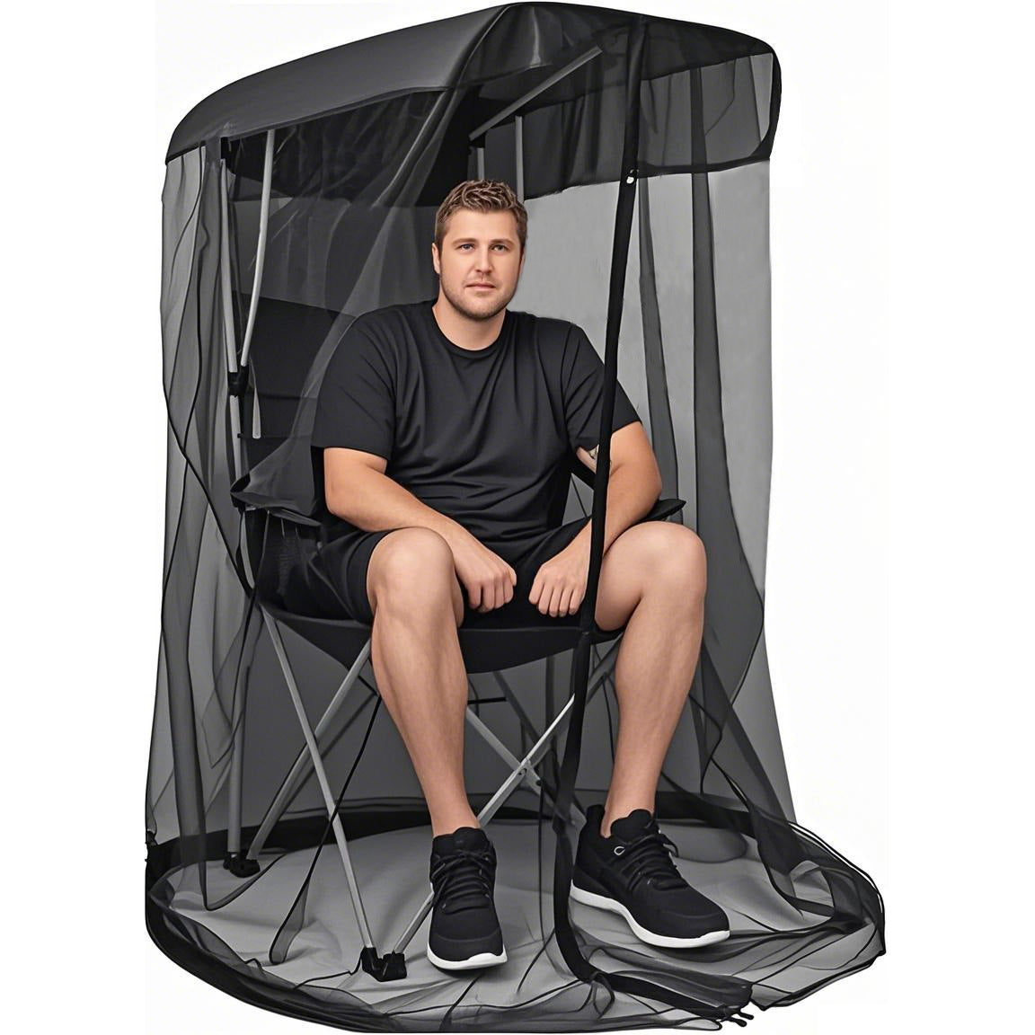 Portable Outdoor Chair Cover with Mosquito Net & Sun Canopy - UV & Water-Resistant Shelter for Camping & Fishing black 185*125*205CM