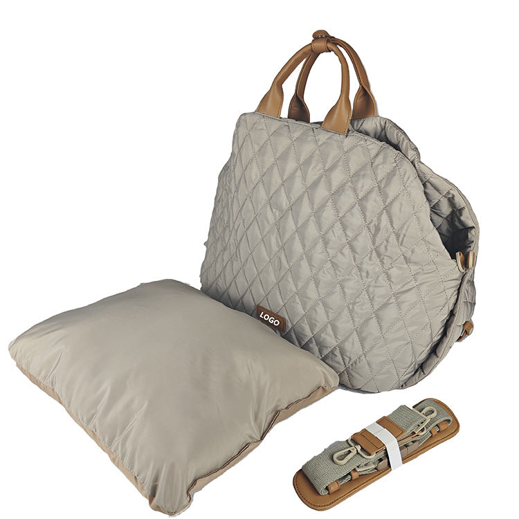 Luxury Quilted 2-in-1 Pet Travel Carrier & Car Booster Seat for Small Dogs beige