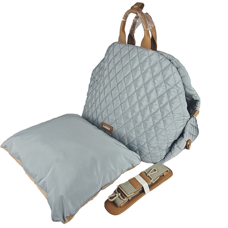 Luxury Quilted 2-in-1 Pet Travel Carrier & Car Booster Seat for Small Dogs Blue-gray