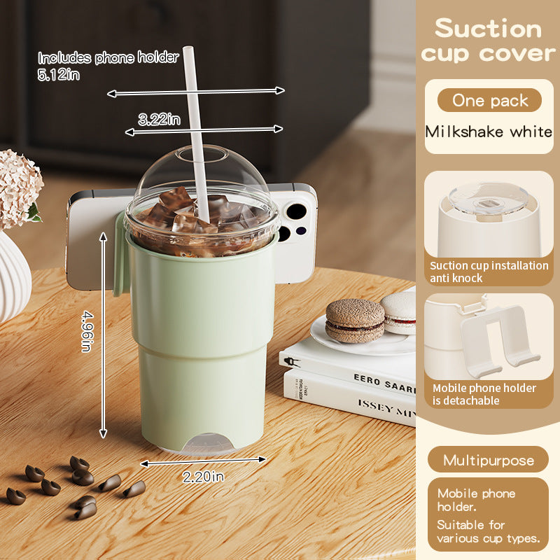 Multi-Purpose Anti-Spill Cup Holder with Suction Base & Detachable Phone Stand green