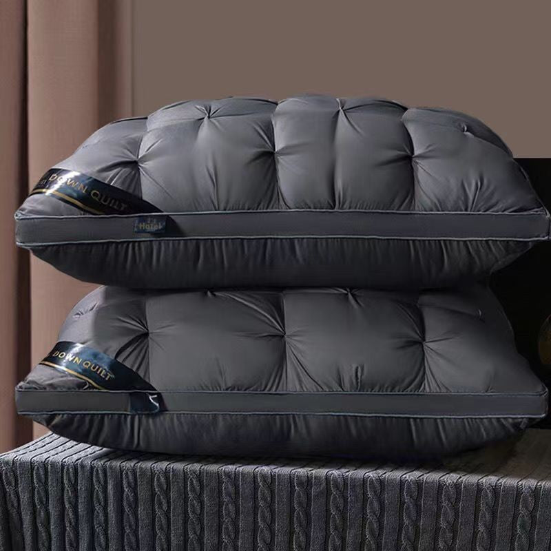 Dark Grey Luxury Adjustable Bed Pillow Set 2-Pack - Hotel Quality Down Alternative for Ultimate Neck Support & Comfort
