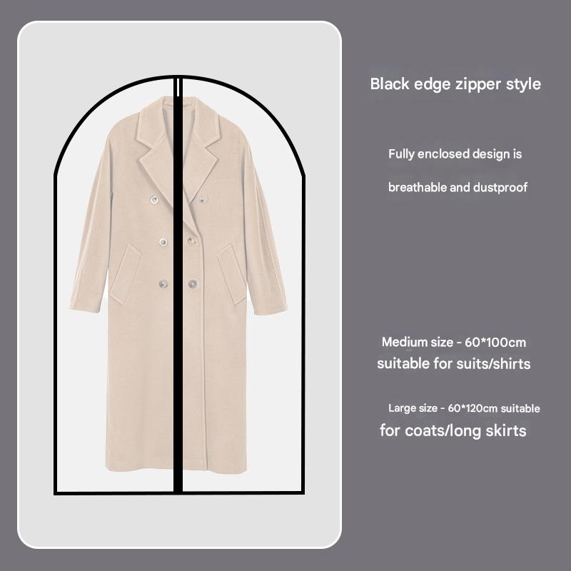 Black Edge 10-Pack Hanging Garment Bags for Closet Storage - Translucent Dust-Proof Suit Covers, Washable & Reusable Coat Protectors 2 Sizes