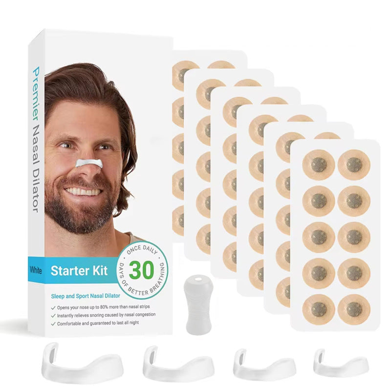 White Round Anti-snoring Patch Set 30 Pairs of patches Magnetic Nasal Dilator Kit for Snoring Relief - Reusable Multi-Size Sleep & Sport Breathing Aid