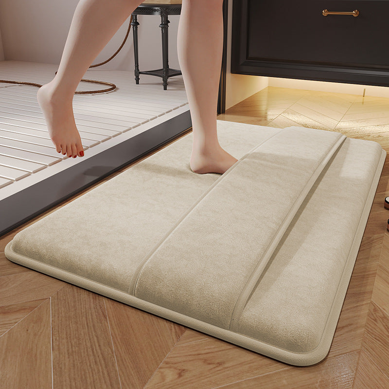 Luxury Plush Memory Foam Bath Mat with Foot Drying Panel - Super Absorbent & Non-Slip Bathroom Rug Coral beige