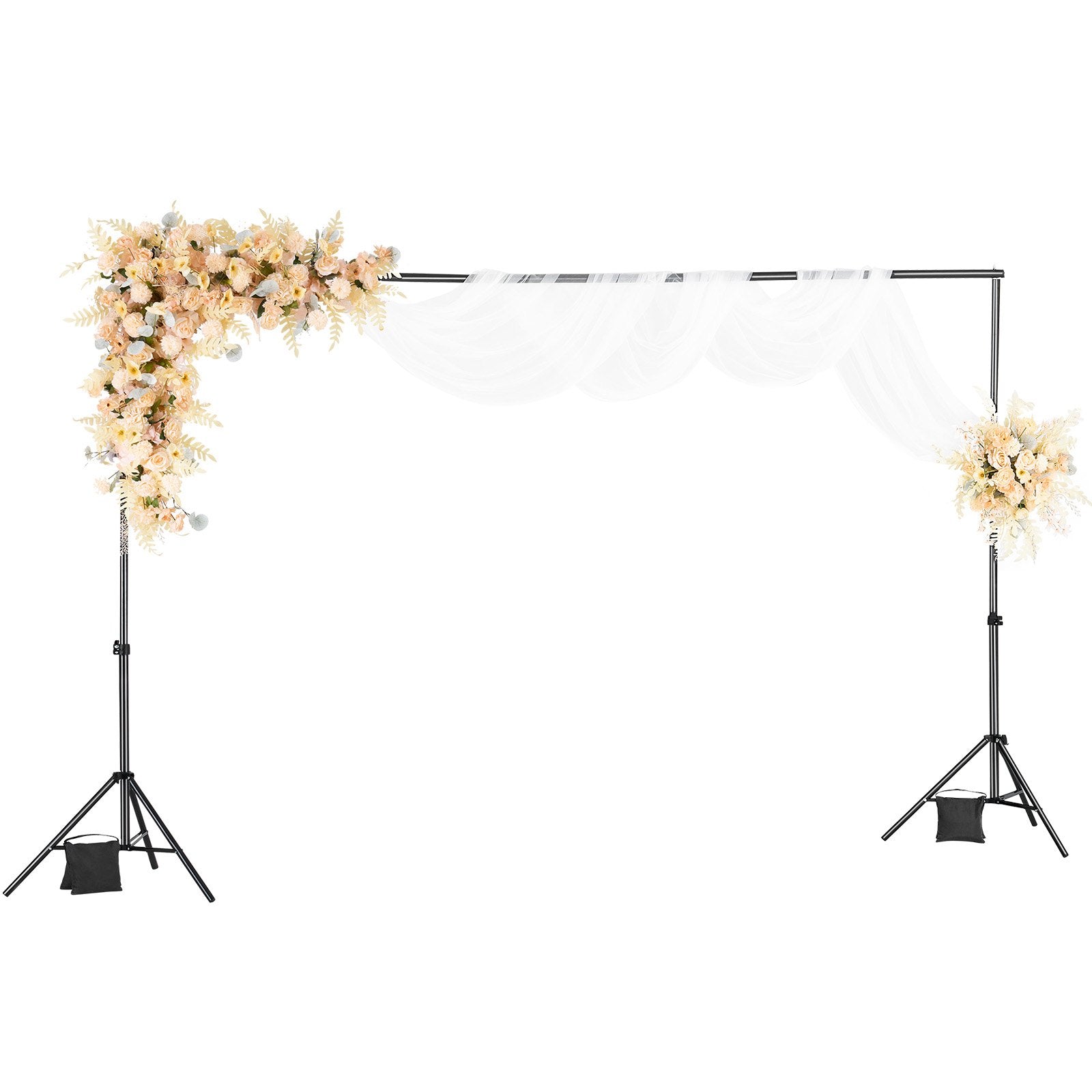 VEVOR Backdrop Stand, 198 x 300 cm Adjustable Photo Backdrop Stand Kit, Portable Background Backdrop Stand with 5 Crossbars, Heavy Duty Projector Screen Stand, for Wedding, Photo Video Studio & Party