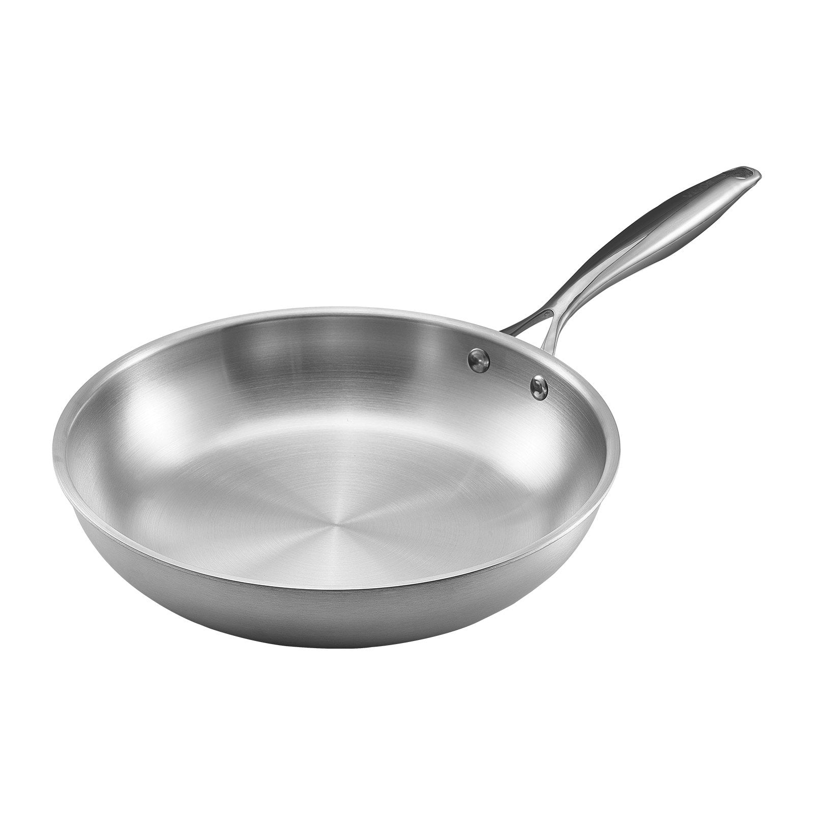 VEVOR Tri-Ply Stainless Steel Frying Pan, 3 Piece 240, 280, 320 mm , Cooking Skillet with Heat-Resistant Handle, Chef's Kitchen Cookware, Oven, Gas, Electric, Induction, Dishwasher Compatible, Silver