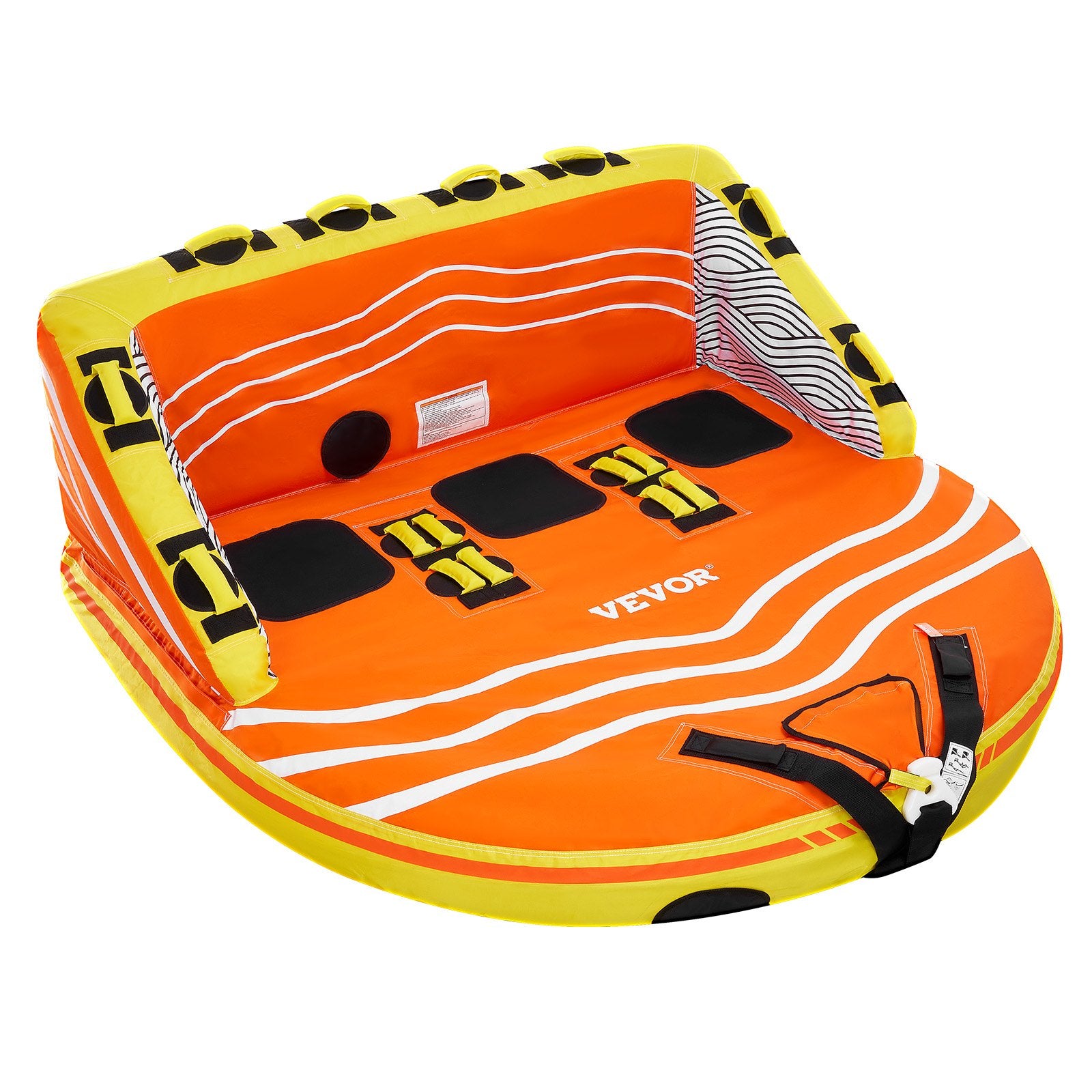 VEVOR Towable Tube for Boating, 1-3 Riders Inflatable Boat Tubes and Towables, 510lbs Water Sport Towable Tube for Boat to Pull - with Full Nylon Cover, 16 Grab Handles, Dual Tow Points & Safety Valve
