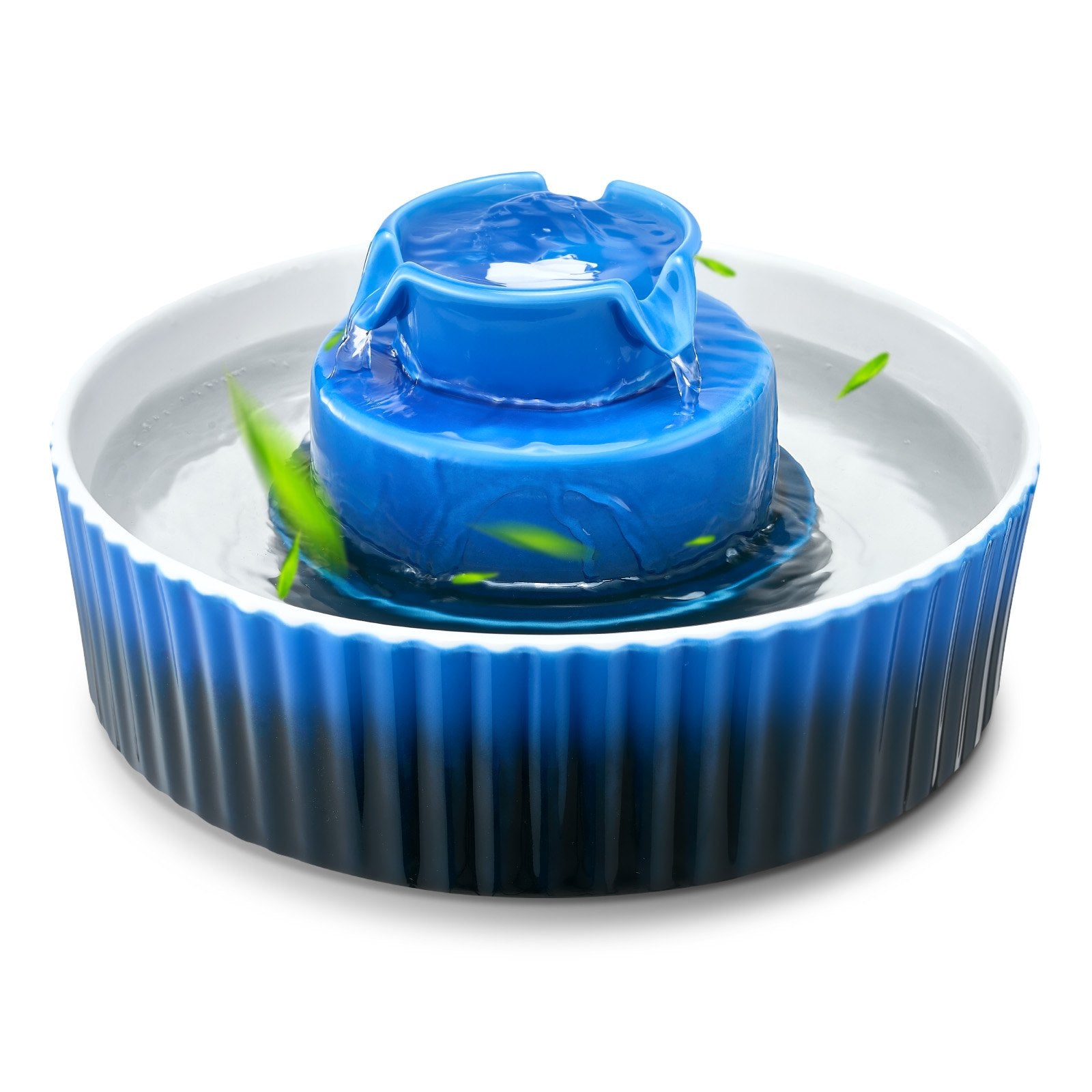 VEVOR Ceramic Cat Water Fountain, 2.1 L Cupcake Pet Fountain, Porcelain Cat Water Dispenser with Ultra-Quiet Pump, 360° Drinking Area and Multi-Layer Filtration System, for Cats & Dogs Drinking Blue