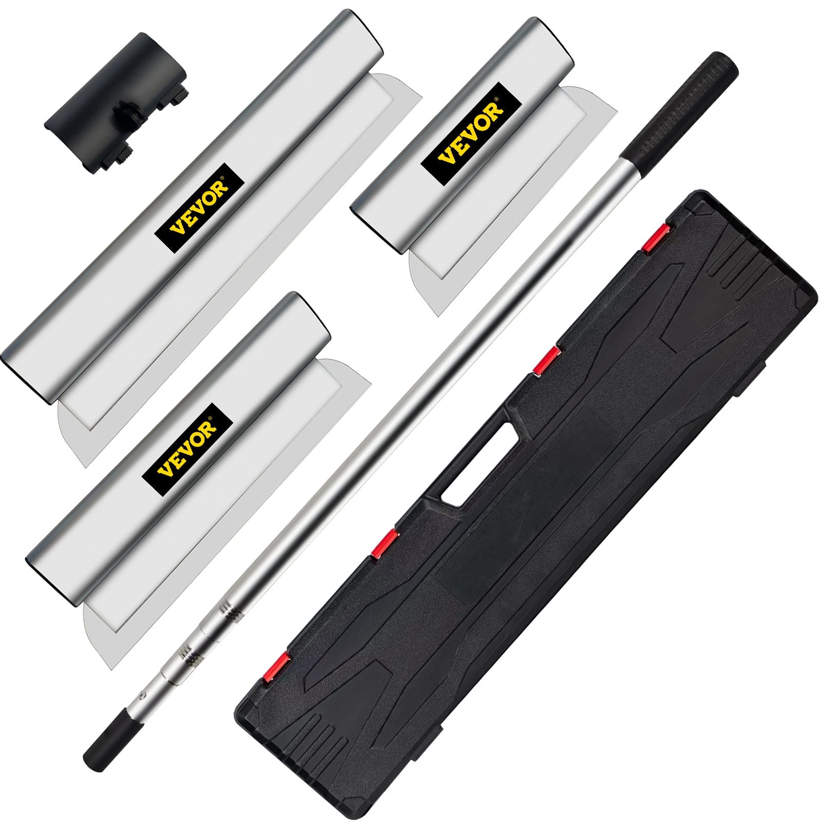 VEVOR Skimming Blade Set,10"+16"+24" Blades + 35"-78" Extension Handle,European Stainless Steel Construction Knife, Aluminum Blade Profile Smoothing Knockdown Spatula for Gyprock/Drywall/Wall-Boa