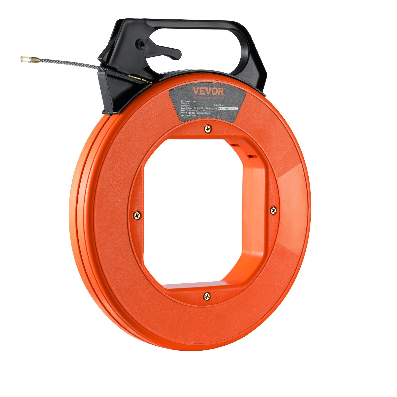 VEVOR Fish Tape, 38.1 m Length, 4.5 mm, PET Wire Puller with Optimized Housing and Handle, Easy-to-Use Cable Puller Tool, Flexible Wire Fishing Tools for Walls and Electrical Conduit, Non-Conductive