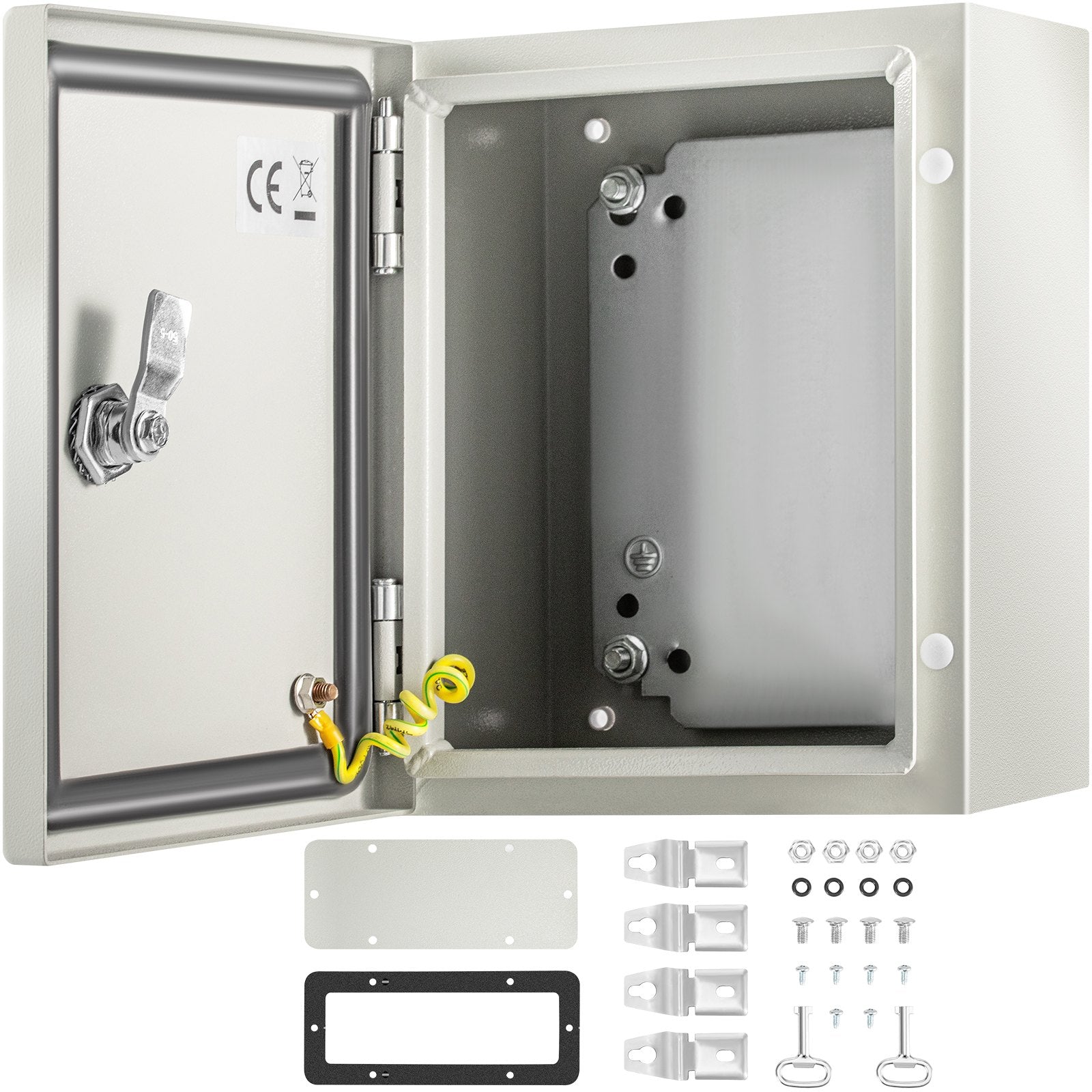 VEVOR NEMA Steel Enclosure, 25 x 20 x 15 cm NEMA 4X Steel Electrical Box, IP66 Waterproof & Dustproof, Outdoor/Indoor Electrical Junction Box, with Mounting Plate
