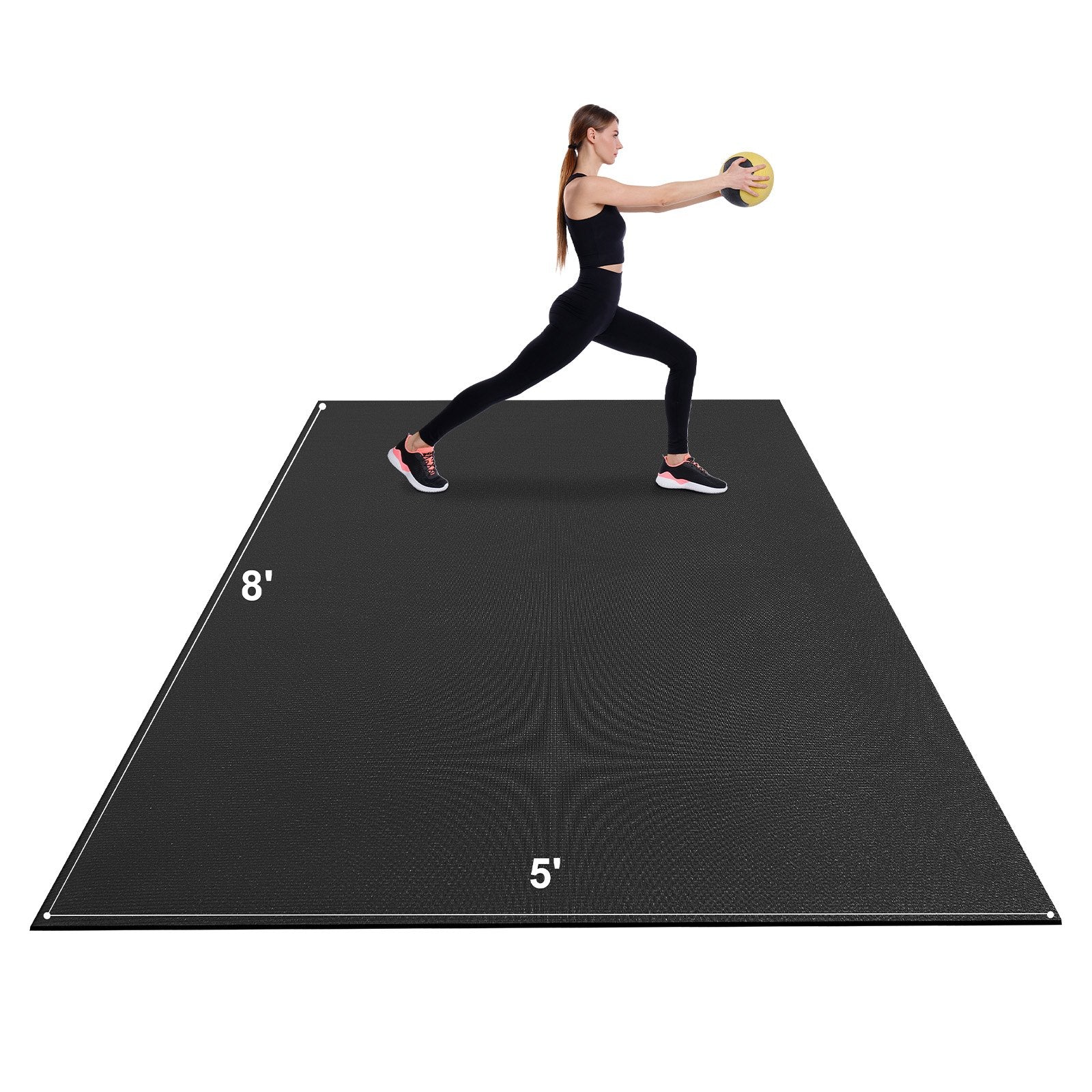 VEVOR Exercise Mat, Non Slip High Density Premium Yoga Mat, Exercise Yoga Mat for Men & Women, Fitness & Exercise Mat with Bag & Carry Strap, for All Types of Home Yoga, Pilate & Floor Workout 8x5ft