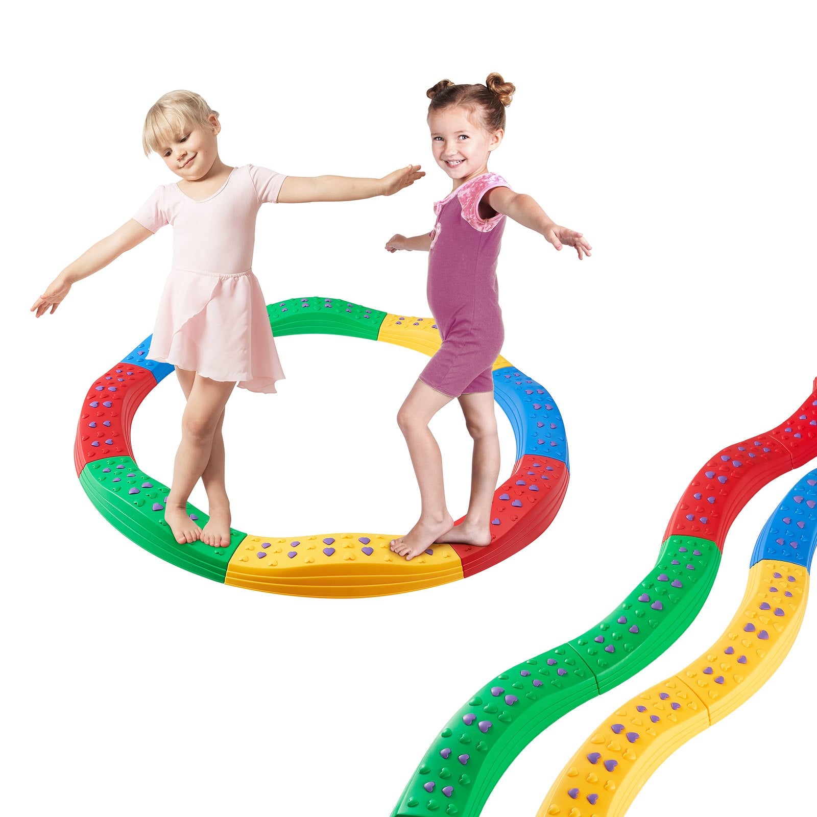 VEVOR Balance Beam Stepping Stones, 8 PCS Toddler Balance Boards Non-Slip Textured Surface & Rubber Pads, Montessori Toy for Kids 2-6, Build Coordination and Gross Motor Skills, Indoor or Outdoor Play