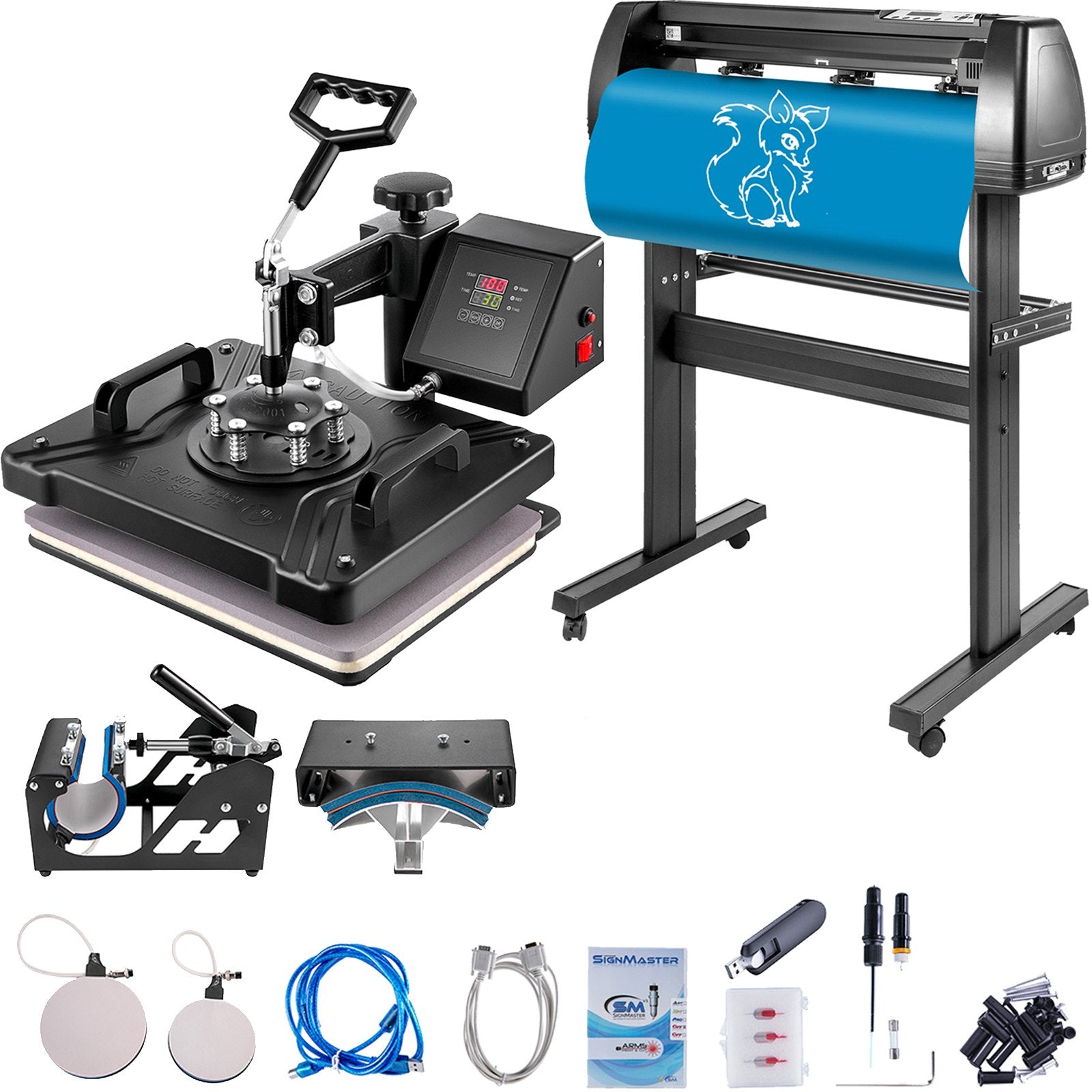 VEVOR 5 In1 12" X 15" 30 X 38cm Heat Transfer Press + 28 Inch Vinyl Cutter Machine Kit Software