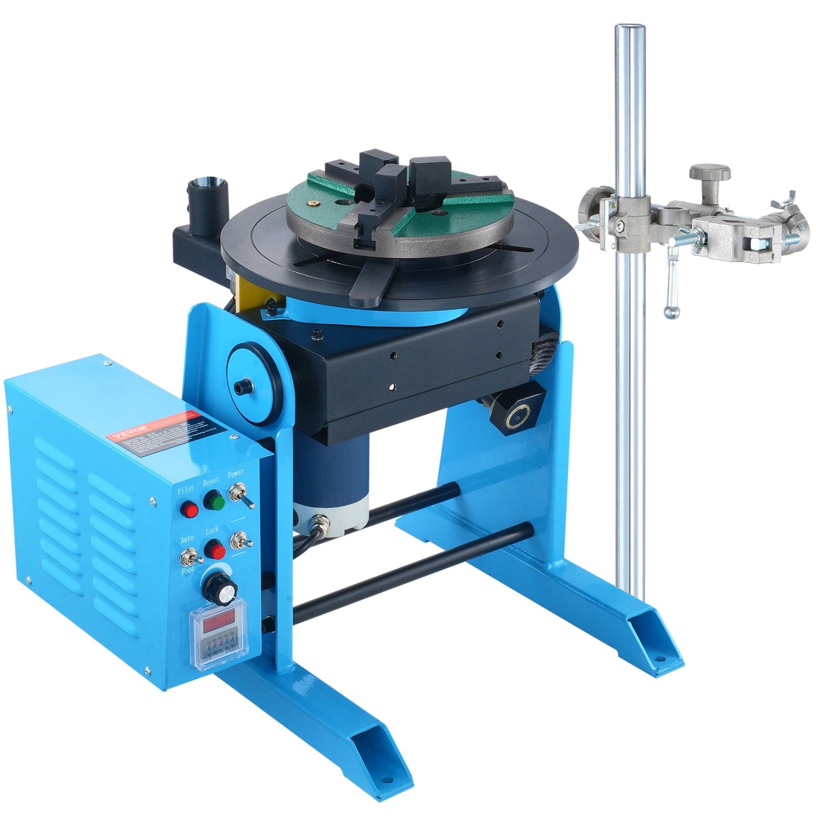 VEVOR Rotary Welding Positioner 30KG, 0-90° Welding Positioning Turntable Table 1-12RPM 80W, with 12.4 Inch 3-Jaw Lathe Chuck & Welding Torch Stand Holder for Cutting, Grinding, Assembly, Testing