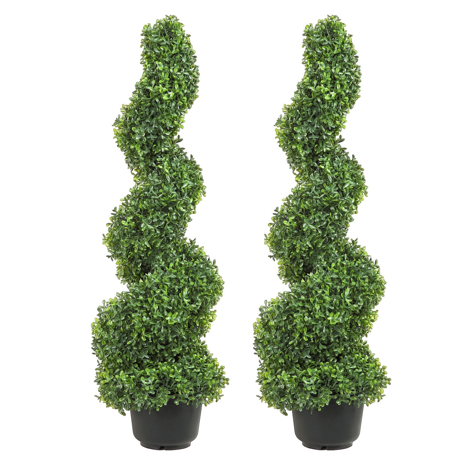 VEVOR Artificial Topiaries Boxwood Trees, 7.6cm Tall 2 Pieces Faux Topiary Plant Outdoor, All-year Green Feaux Plant w/ Replaceable Leaves for Decorative Indoor/Outdoor/Garden