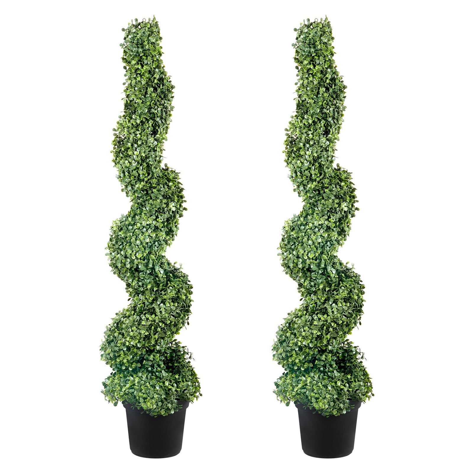 VEVOR Artificial Topiaries Boxwood Trees, 10cm Tall 2 Pieces Faux Topiary Plant Outdoor, All-year Green Feaux Plant w/ Replaceable Leaves for Decorative Indoor/Outdoor/Garden