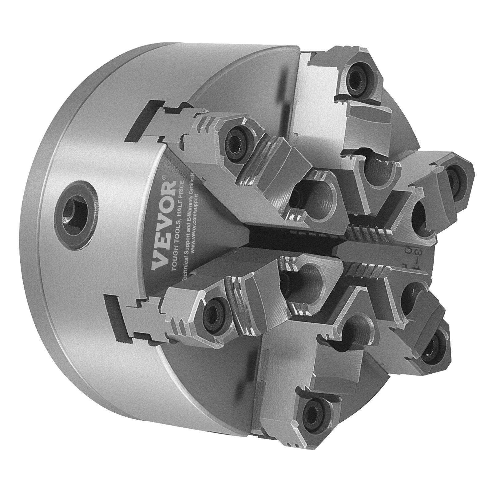 VEVOR 6-Jaw Lathe Chuck, 6 Inch 160 mm , Self-Centering Chuck with D1-4 Cam Lock Backing Plate, 0.12-5.71 in 3-145 mm Clamping Range with T-wrench Screws, HT300 Material, for Wood Metal Lathe