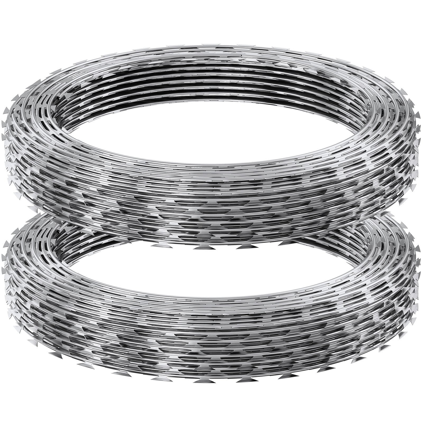VEVOR Razor Wires, 98 ft Razor Barbed Wire, 2 Rolls Razor Wire Fencing Razor Fence, Razor Ribbon Barbed Wire Galvanized Razor Wire Fence, Rolls Razor for Garden