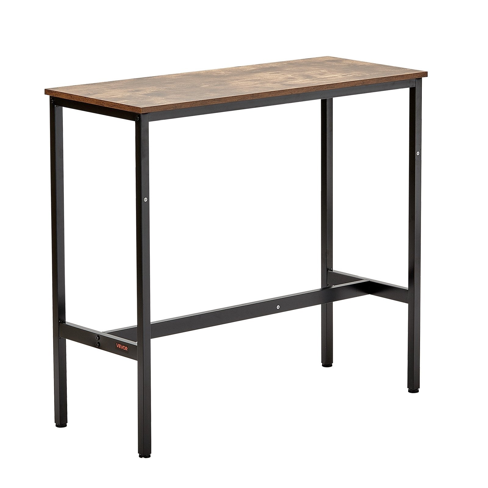 VEVOR Bar Table, Sturdy Metal Frame High Top Pub Table, Narrow Long Kitchen Dining, Cocktail Counter Bar Height Desk, Easy to Assemble,39x16x35.5 in, for Living Room Party, Rustic Brown and Black
