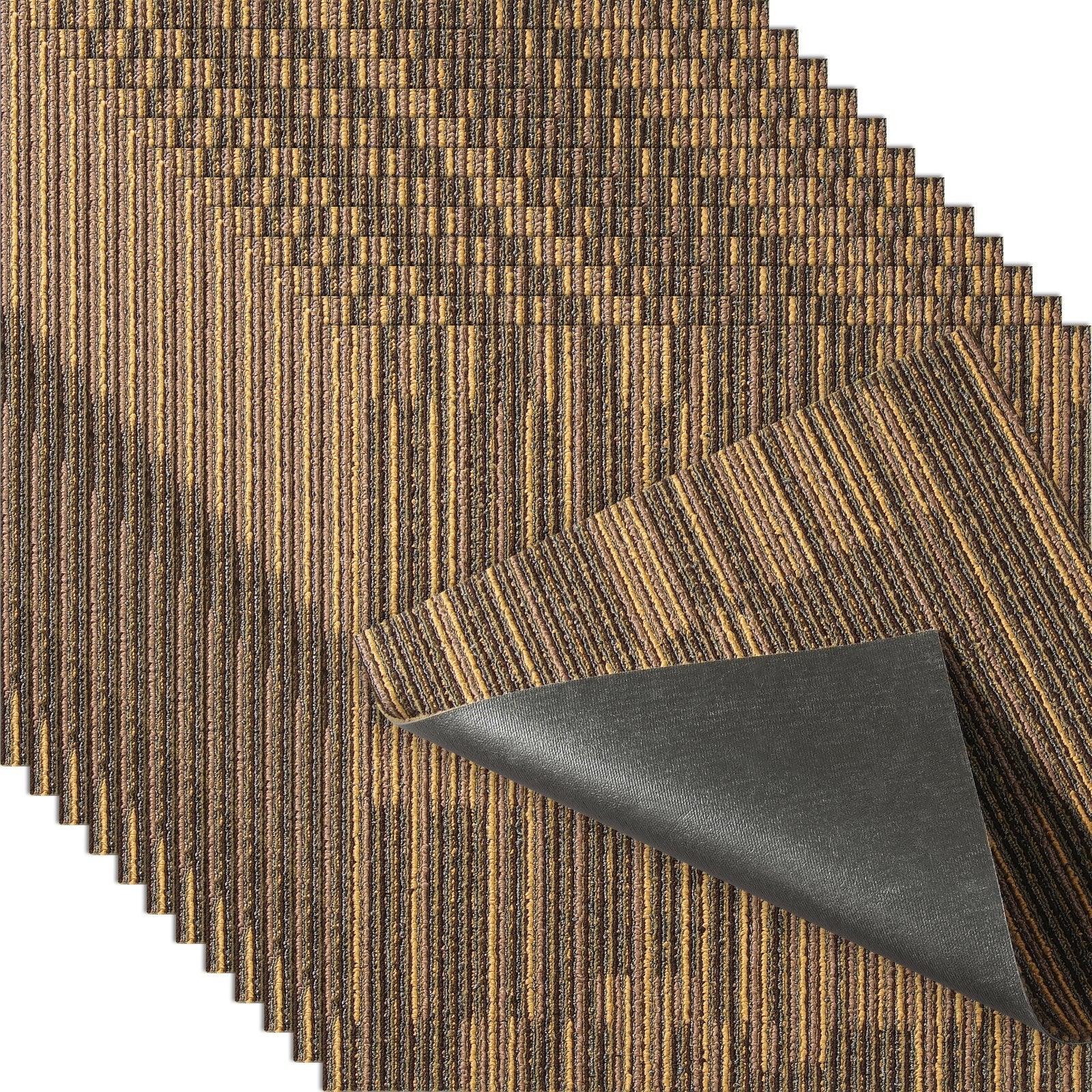 VEVOR Carpet Tiles Reusable, 20"x 20"Carpet Squares With Padding Attached, Soft Padded Carpet Tiles, Easy Install DIY for Bedroom Living Room 12Tiles, Mixed Brown